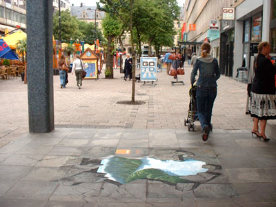 3D street art on a pavement in Rotterdam