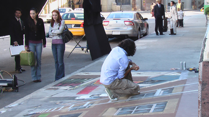 Shooting of commercial with 3D street painting