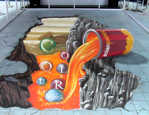 3D pavement painting in Mumbai for Asian Paints
