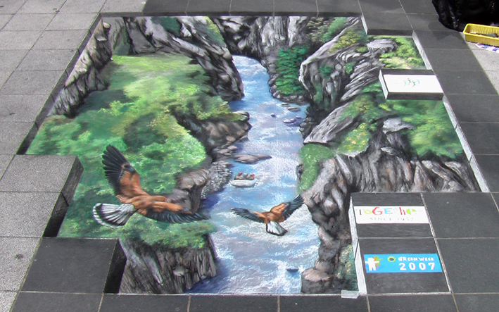 3D pavement painting on canvas for Brussels Green Week
