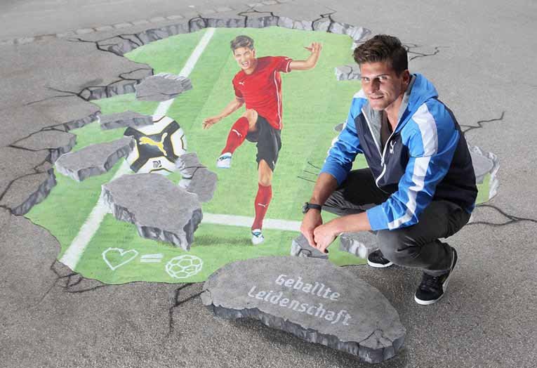 3D street painting for Mario Gomez by Puma