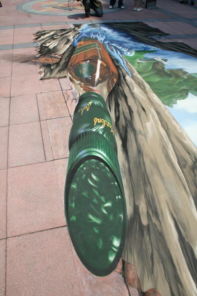 Upside down 3D street art in Taipei for Johnnie Walker