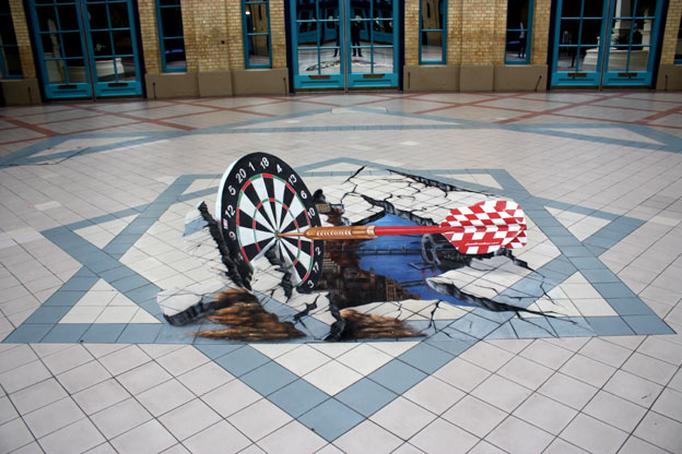 3D street art in London, world darts championship 2008