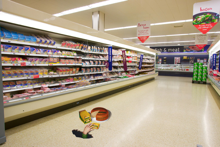 3D floor sticker for supermarkets - Leerdammer