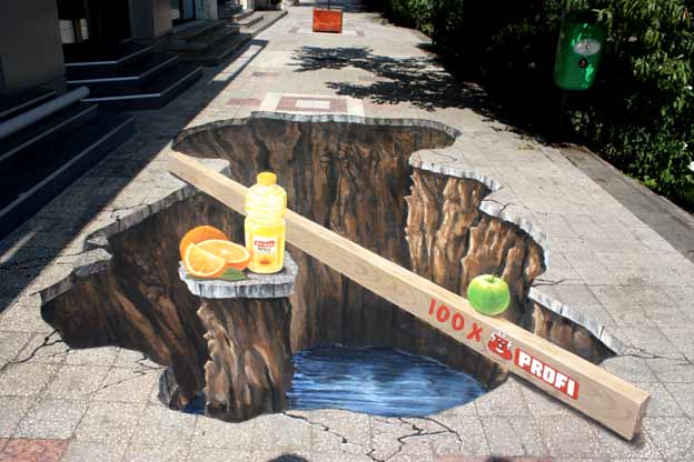 Optical illusion of a hole in Bucharest 2011