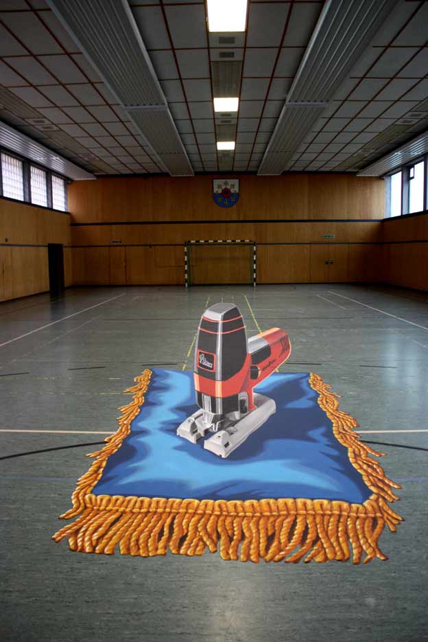 Anamorphic pavement art for Mafell - manufacturer of carpentry woodworking tools