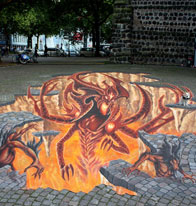 Diablo demons crawling through pavement